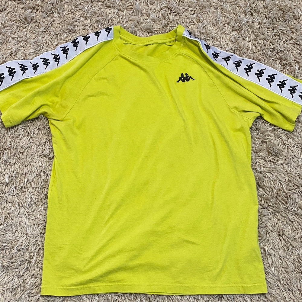 Kappa Lime T-Shirt with Black Logo Tape